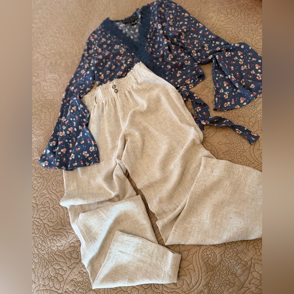 Briggs New York Beige Cream Natural Linen Blend Pants, Size S - Picture 12 of 12